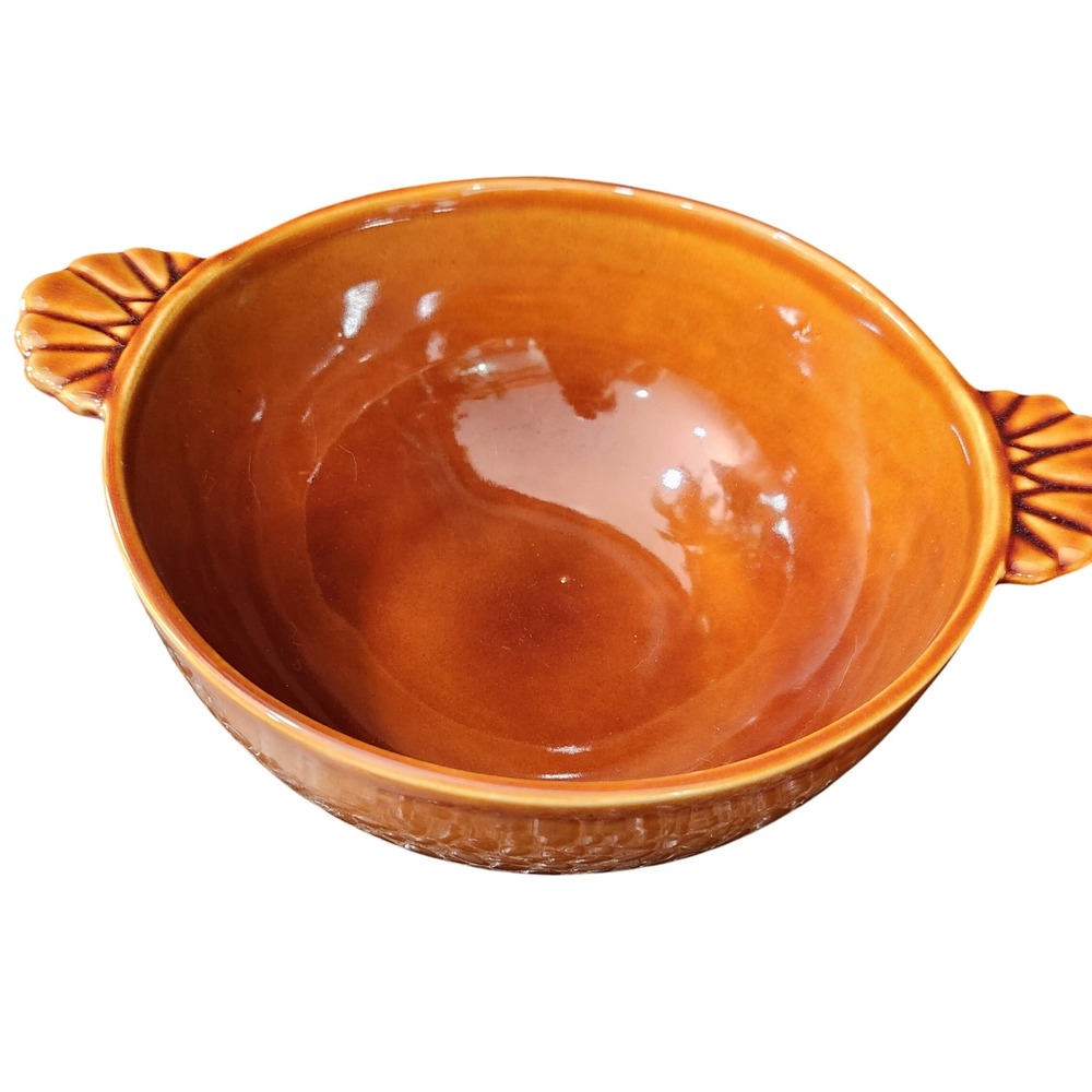Vintage Bobby Flay Serving bowl pottery cognac brown made in‎ Portugal